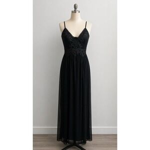 Entry Black Lace Detail Maxi Dress Womens Large Witchy Whimsigoth Dark Ethereal